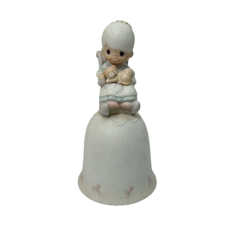 Vintage 1980s Precious Moments “The Purr-fect Grandma” Figurine Bell NIB
